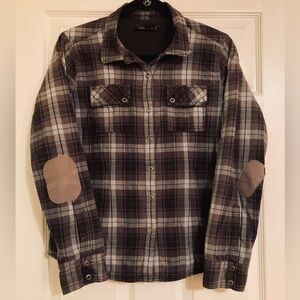 Prana Waffle Knit Lined Plaid Button Up Shirt